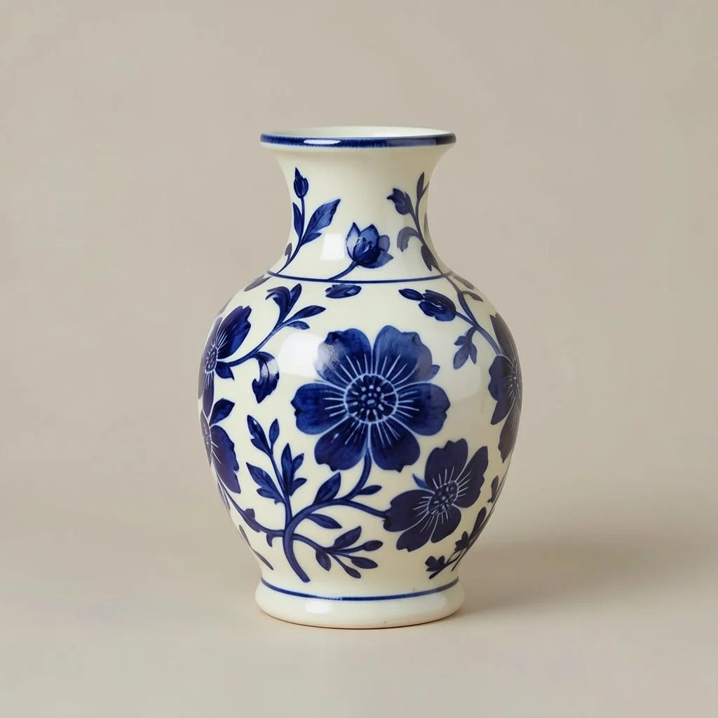 Blue pottery bud vase